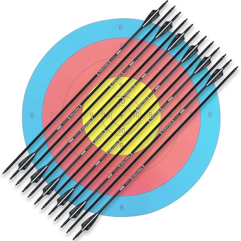 Pointdo 28"/30"/32inch Carbon Arrow Practice Hunting Arrows with Removable Tips for Compound & Recurve Bow(Pack of 12) - Image 5